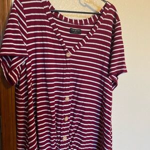 Lane Bryant Burgundy Striped Blouse